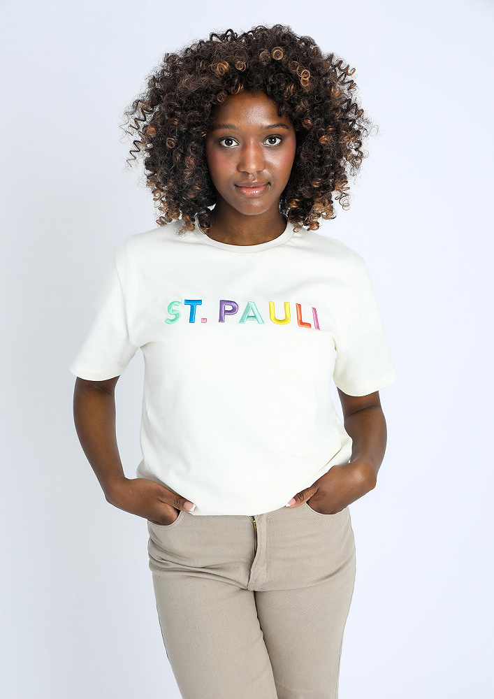 St. Pauli T-shirt Rainbow Letters Creme